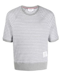 T-shirt girocollo a righe orizzontali grigia di Thom Browne
