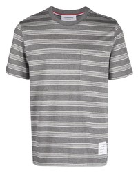 T-shirt girocollo a righe orizzontali grigia di Thom Browne