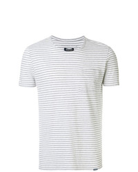 T-shirt girocollo a righe orizzontali grigia di Woolrich