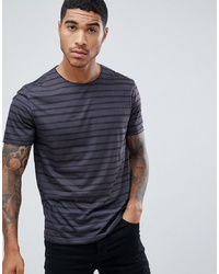 T-shirt girocollo a righe orizzontali grigio scuro di Bolongaro Trevor