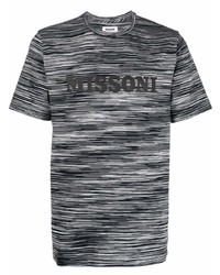 T-shirt girocollo a righe orizzontali grigio scuro di Missoni