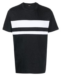 T-shirt girocollo a righe orizzontali grigio scuro di Peserico