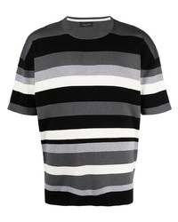 T-shirt girocollo a righe orizzontali grigio scuro di Roberto Collina