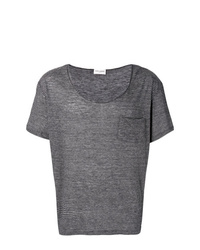 T-shirt girocollo a righe orizzontali grigio scuro di Saint Laurent
