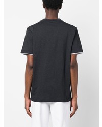 T-shirt girocollo a righe orizzontali grigio scuro di Peserico