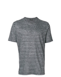 T-shirt girocollo a righe orizzontali grigio scuro di Z Zegna