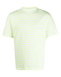 T-shirt girocollo a righe orizzontali lime