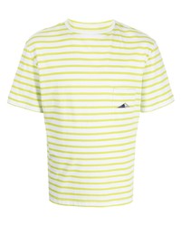 T-shirt girocollo a righe orizzontali lime di Anglozine