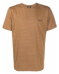 T-shirt girocollo a righe orizzontali marrone chiaro di A.P.C.