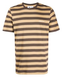 T-shirt girocollo a righe orizzontali marrone chiaro di adidas