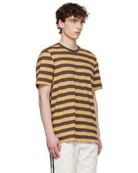 T-shirt girocollo a righe orizzontali marrone chiaro di Noah