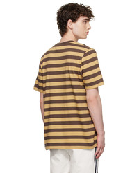 T-shirt girocollo a righe orizzontali marrone chiaro di Noah