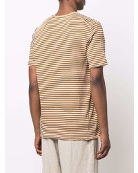 T-shirt girocollo a righe orizzontali marrone chiaro di Isabel Marant