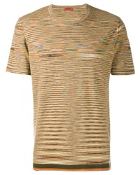 T-shirt girocollo a righe orizzontali marrone chiaro di Missoni