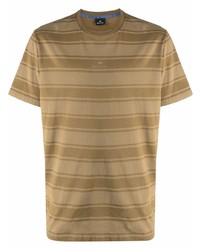 T-shirt girocollo a righe orizzontali marrone chiaro di PS Paul Smith