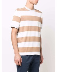 T-shirt girocollo a righe orizzontali marrone chiaro di Eleventy
