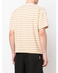 T-shirt girocollo a righe orizzontali marrone chiaro di Gcds