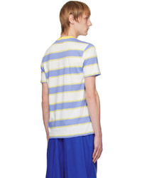 T-shirt girocollo a righe orizzontali marrone chiaro di Marni