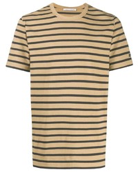 T-shirt girocollo a righe orizzontali marrone chiaro di Tiger of Sweden