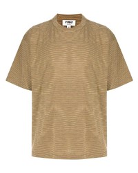 T-shirt girocollo a righe orizzontali marrone chiaro di YMC