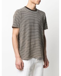 T-shirt girocollo a righe orizzontali marrone scuro di Saint Laurent