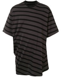 T-shirt girocollo a righe orizzontali marrone scuro di Julius