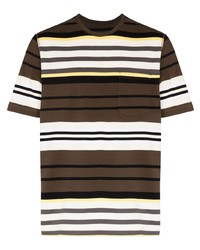 T-shirt girocollo a righe orizzontali marrone scuro di Pop Trading Company