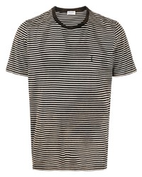 T-shirt girocollo a righe orizzontali marrone scuro di Saint Laurent