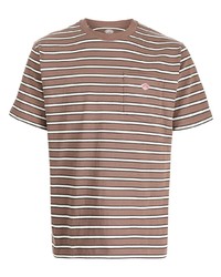 T-shirt girocollo a righe orizzontali marrone di Danton