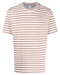 T-shirt girocollo a righe orizzontali marrone di Eleventy