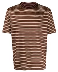 T-shirt girocollo a righe orizzontali marrone di Lanvin