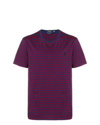 T-shirt girocollo a righe orizzontali melanzana scuro di Polo Ralph Lauren