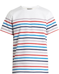 T-shirt girocollo a righe orizzontali multicolore