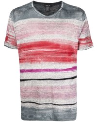 T-shirt girocollo a righe orizzontali multicolore di Avant Toi