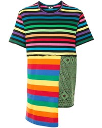 T-shirt girocollo a righe orizzontali multicolore di Comme des Garcons