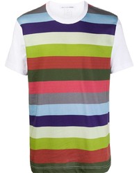 T-shirt girocollo a righe orizzontali multicolore di Comme Des Garcons SHIRT