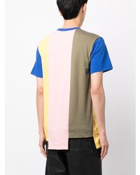 T-shirt girocollo a righe orizzontali multicolore di Comme des Garcons Homme Deux