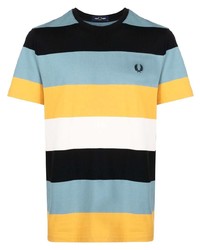T-shirt girocollo a righe orizzontali multicolore di Fred Perry