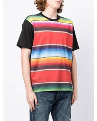 T-shirt girocollo a righe orizzontali multicolore di Junya Watanabe MAN
