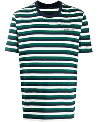T-shirt girocollo a righe orizzontali multicolore di Helmut Lang