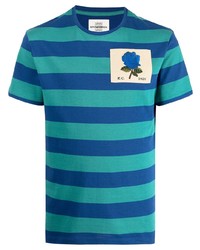 T-shirt girocollo a righe orizzontali multicolore di Kent & Curwen