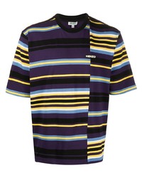 T-shirt girocollo a righe orizzontali multicolore di Kenzo