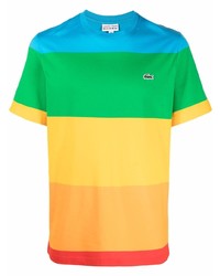 T-shirt girocollo a righe orizzontali multicolore di Lacoste