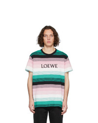 T-shirt girocollo a righe orizzontali multicolore di Loewe