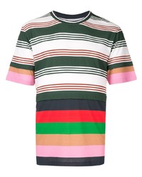 T-shirt girocollo a righe orizzontali multicolore di Loewe