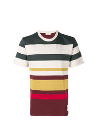 T-shirt girocollo a righe orizzontali multicolore di MAISON KITSUNÉ