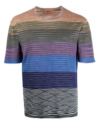 T-shirt girocollo a righe orizzontali multicolore di Missoni