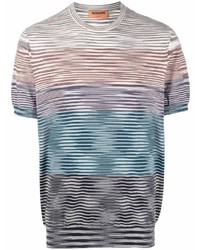 T-shirt girocollo a righe orizzontali multicolore di Missoni