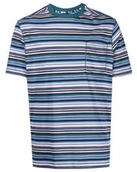 T-shirt girocollo a righe orizzontali multicolore di PS Paul Smith