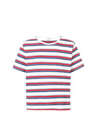 T-shirt girocollo a righe orizzontali multicolore di Saint Laurent